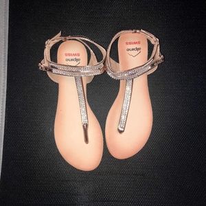 NWOT Gold with rhinestones straps- thong style